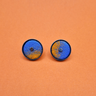 Opposite Ombre Stud Earrings - blue & orange